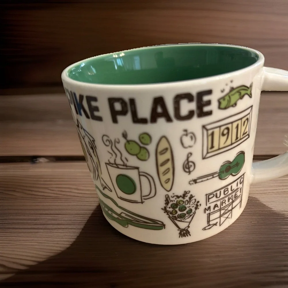 Starbucks Been There Series Pike Place 14oz Coffee Mug Seattle Collector EUC